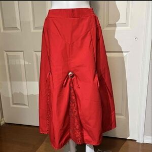 Vintage Square Dance Concho Lace Prairie Red Maxi Skirt